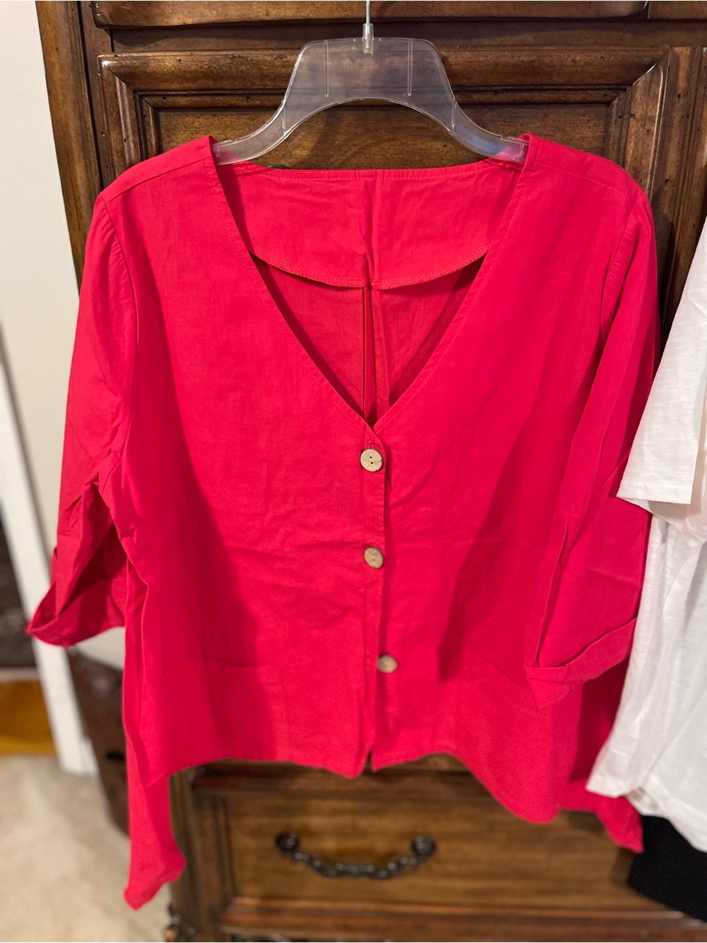 Women's Utility Button-Front Jacket in Red